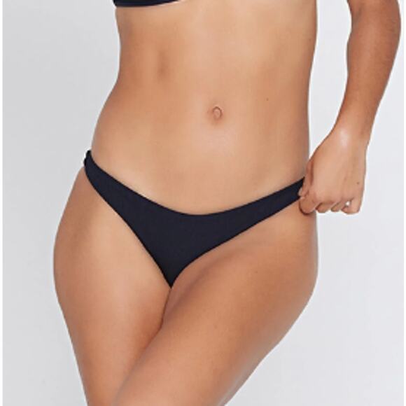 New L*SPACE Women's Black Ribbed Camacho Bikini Bottom Size XS - Picture 1 of 6